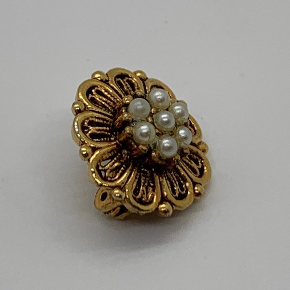Tacoa Vintage Gold Plated Dainty Pearl Brooch/Pin - Picture 4 of 8